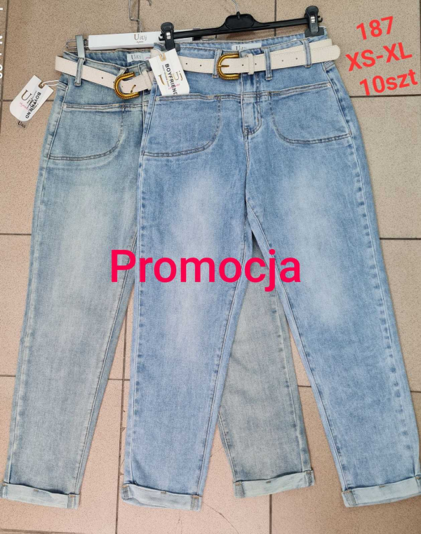 Spodnie damskie jeans Roz XS-XL, 1 Kolor Paczka 10 szt 1